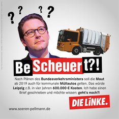 Foto von Andreas Scheuer mit Untertitel „Be-Scheuer-t?!“